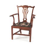 Chippendale-style Walnut Armchair, America or Europe, 19th century or later.