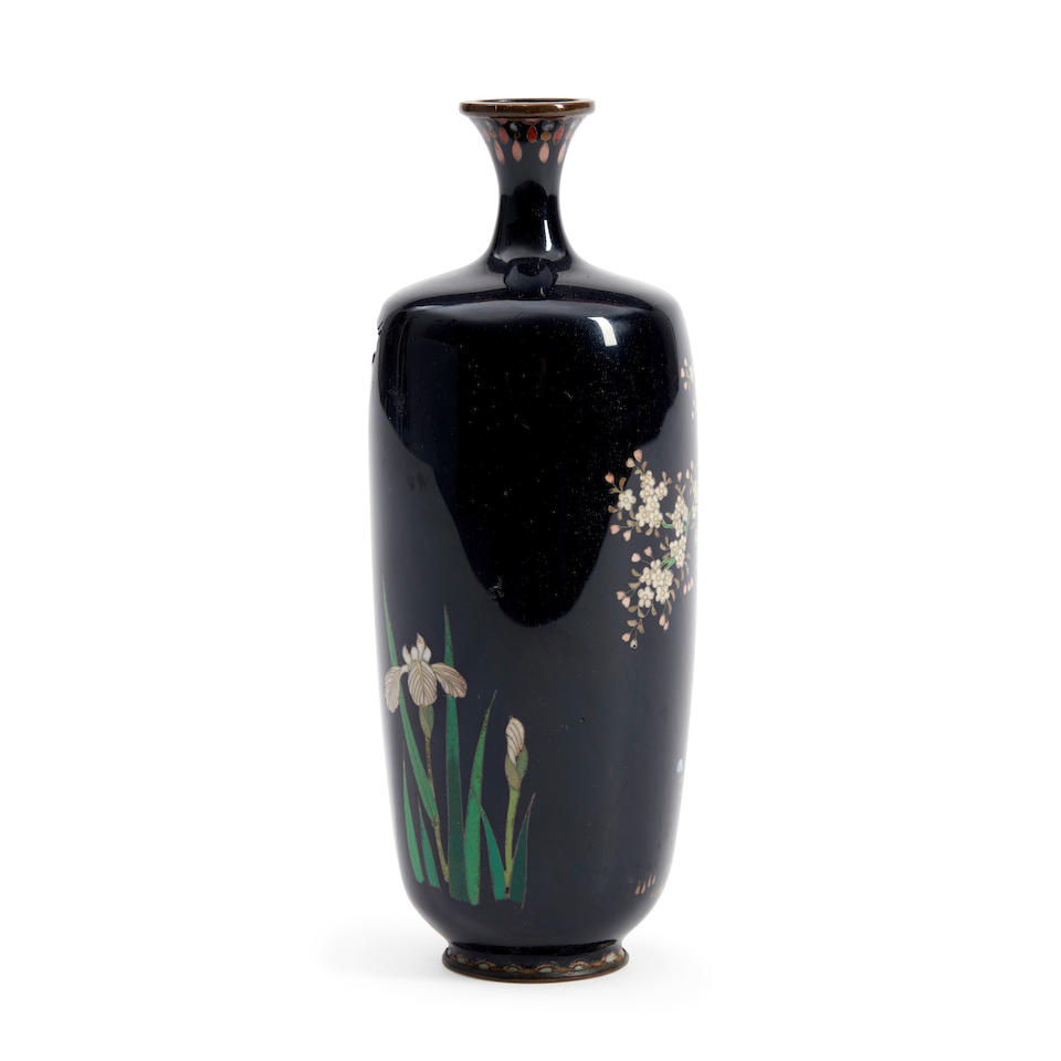 JAPANESE POLYCHROME CLOISONNE FLORAL VASE - Image 3 of 3