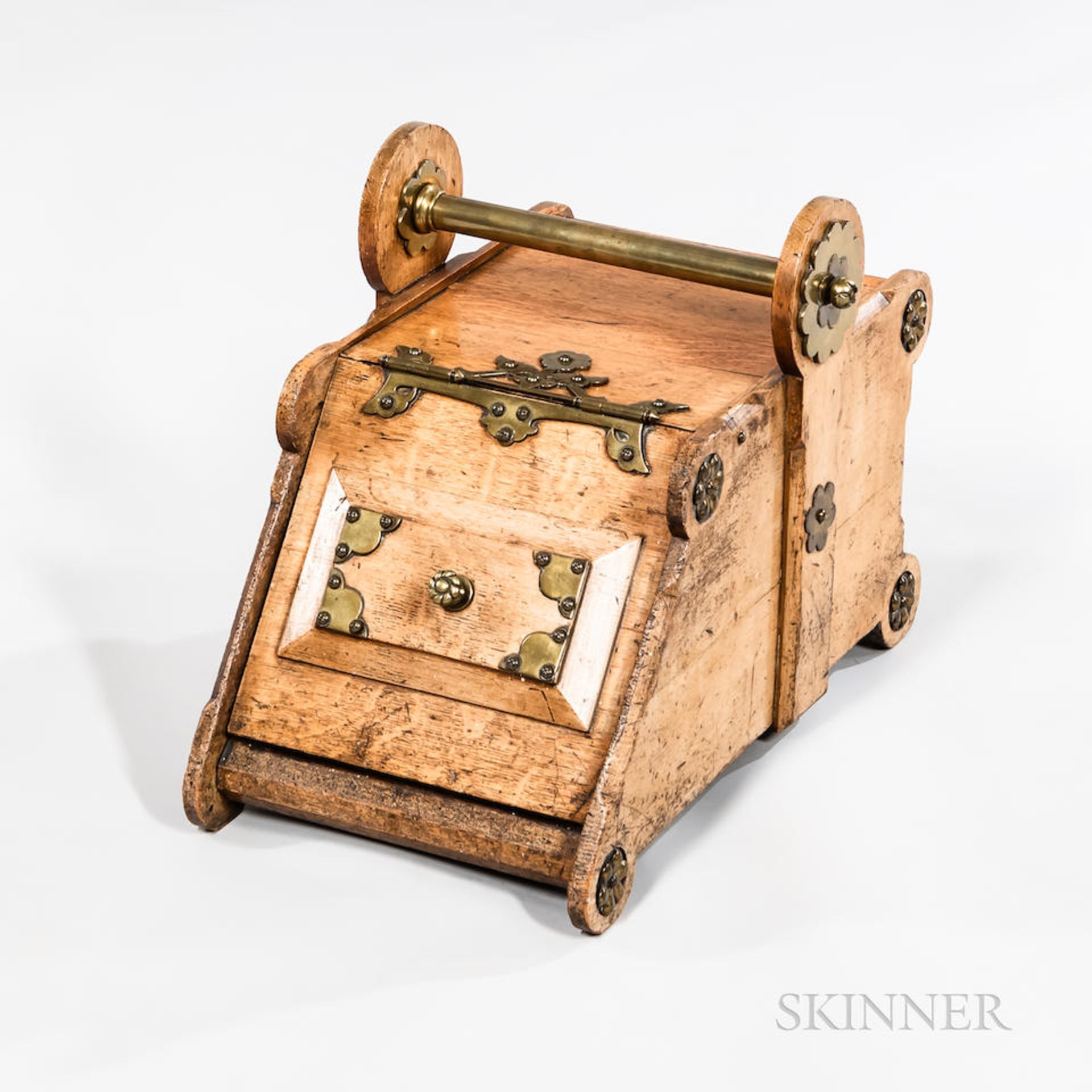 Brass Mounted Oak Coal Scuttle