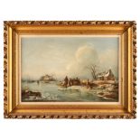Wilhelm Alexander Meyerheim (German, 1815-1882) The Frozen Pond framed 58.5 x 79.5 x 6.0 cm (23 ...