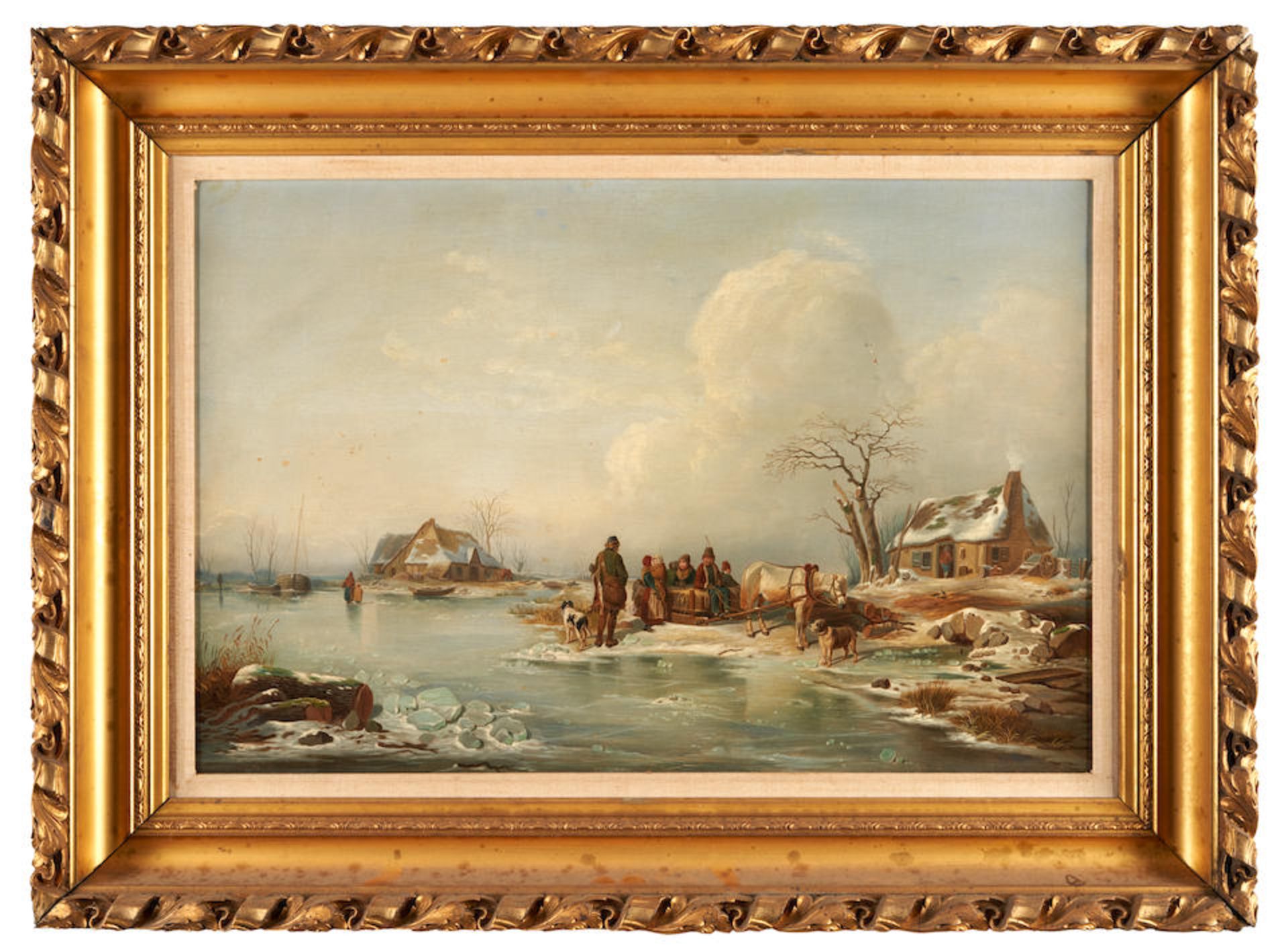 Wilhelm Alexander Meyerheim (German, 1815-1882) The Frozen Pond framed 58.5 x 79.5 x 6.0 cm (23 ...