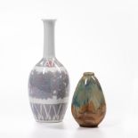 Two Mid-Century Modern Porcelain Vases Two Mid-Century Modern VasesOvoid Vase, France, Blue Drip...