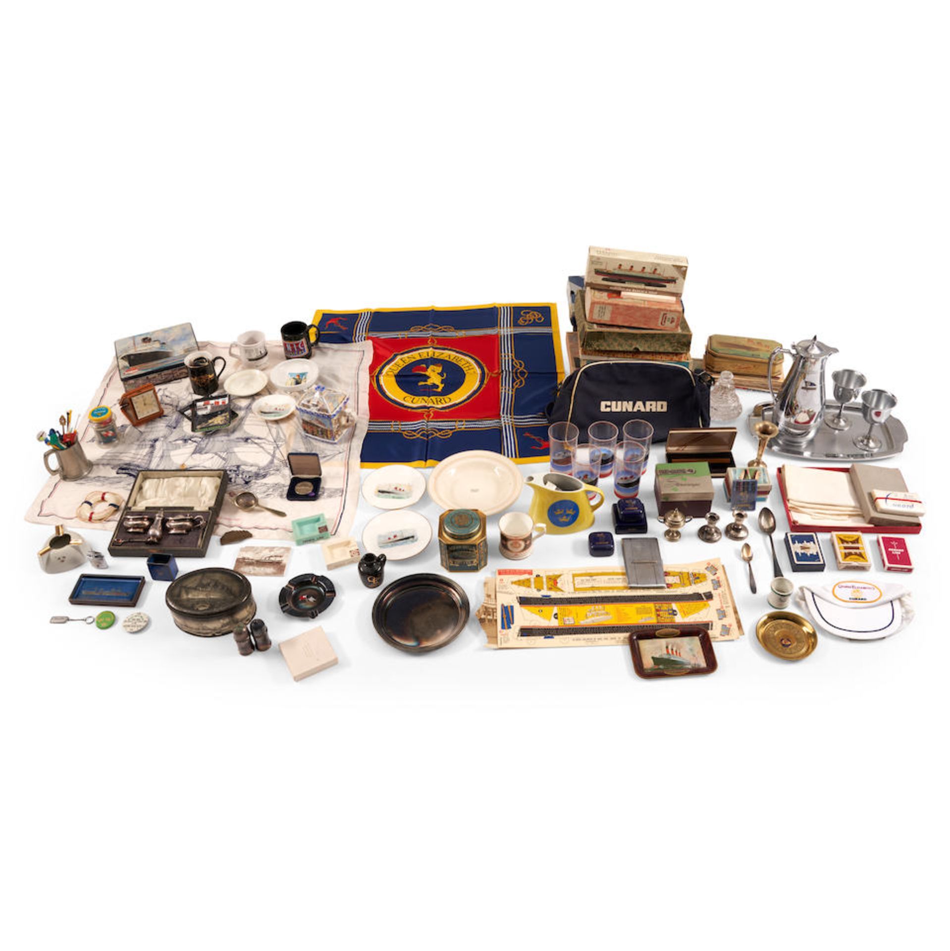 Large Collection of Objects from Cruise Ships and Ocean Liners United States and Europe, early 2...
