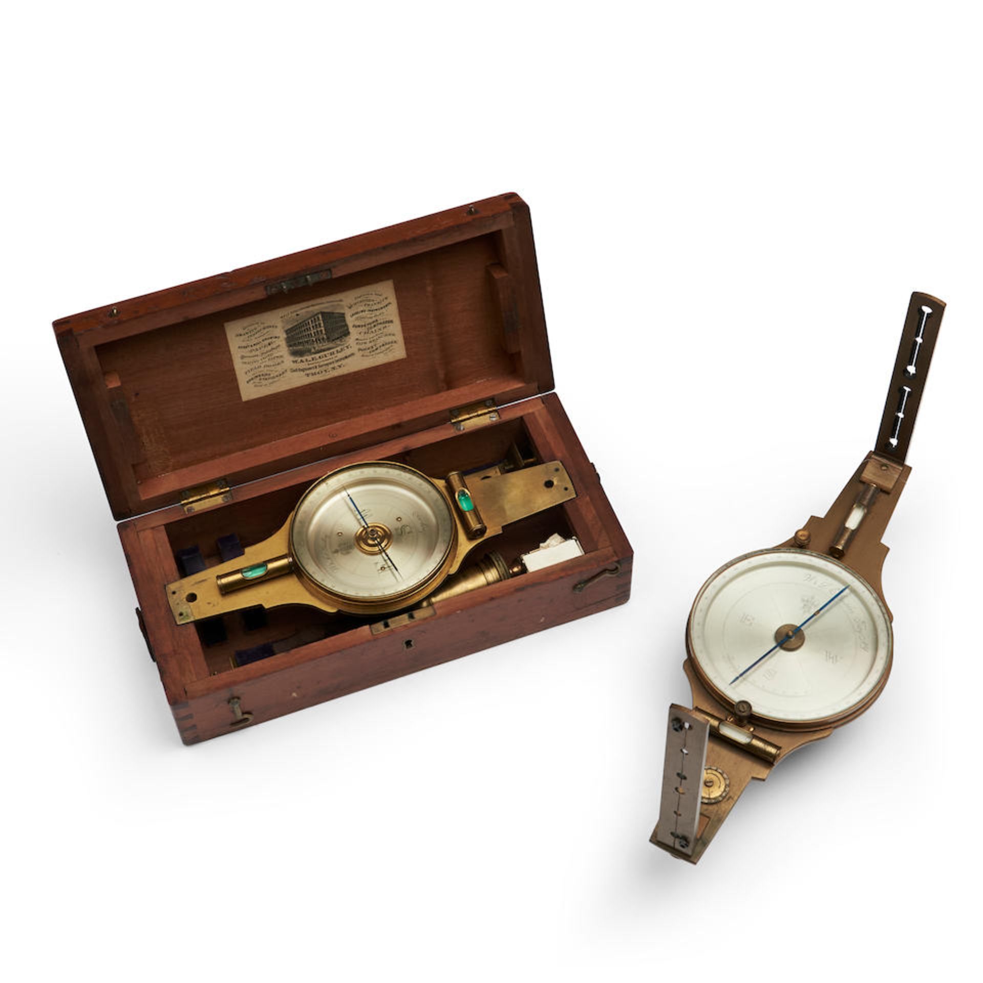 Two W. & L.E. Gurley Surveyor's Compasses, Troy, New York,