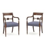 PAIR OF REGENCY MAHOGANY OPEN ARMCHAIRS