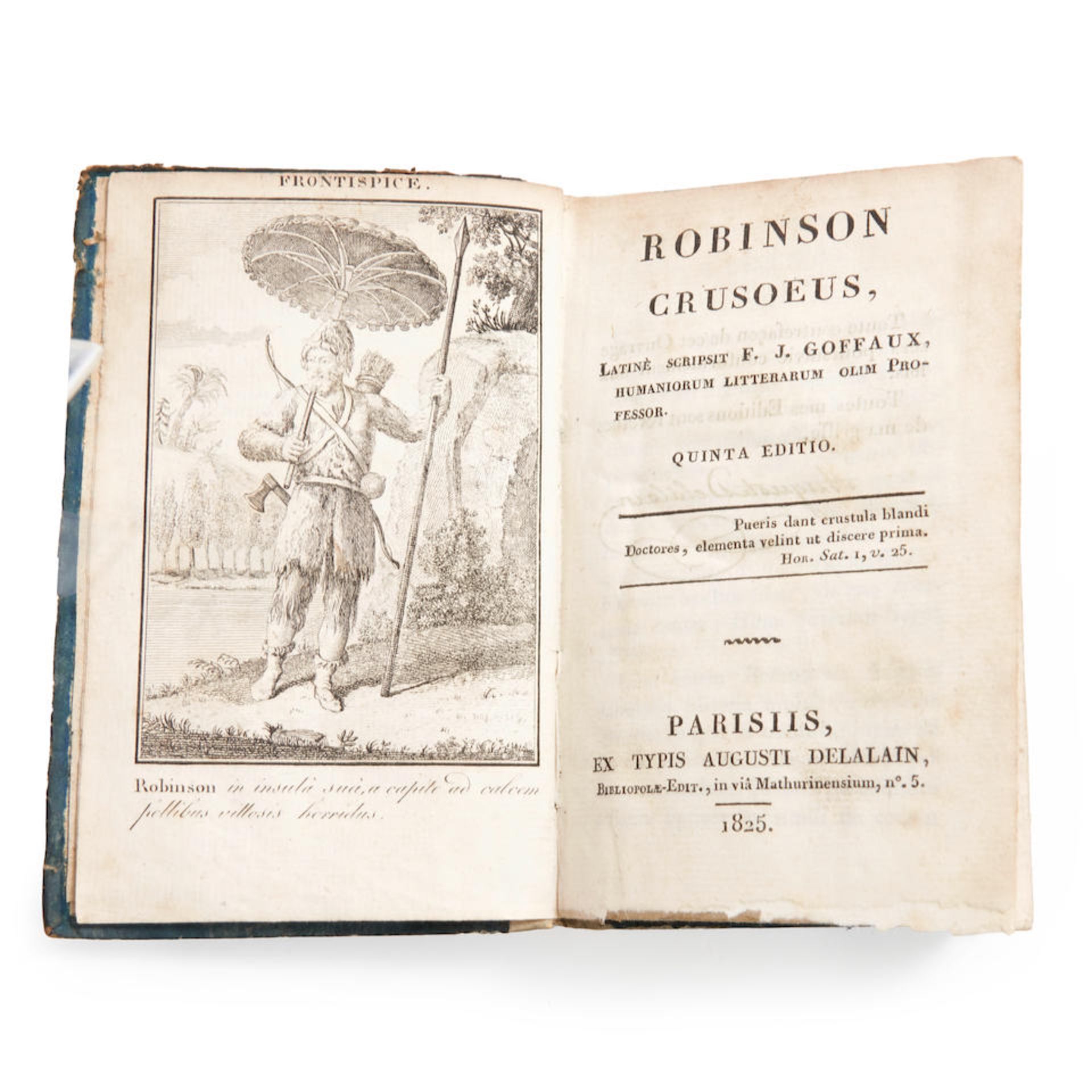 DEFOE, DANIEL. 1660-1731. Robinson Crusoeus. Latine scripsit F. J. Goffaux, humaniorum litteraru... - Image 4 of 4