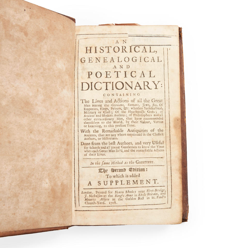 PAINE, ROBERT TREAT. 1731-1814. An Historical, Genealogical, and Poetical Dictionary. London: Pr... - Image 2 of 3