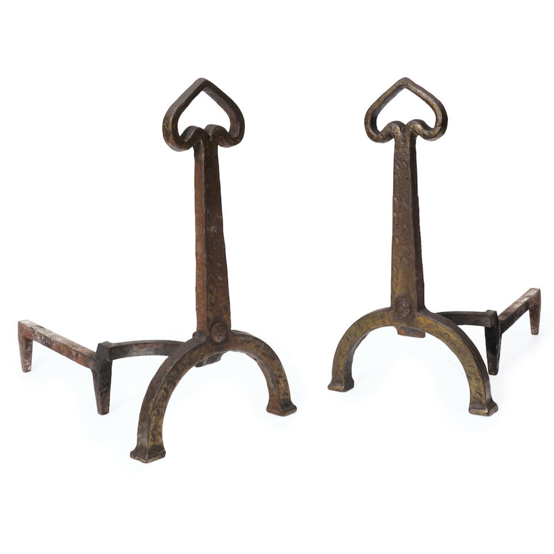 Pair of American Cahill Cast Iron Andirons