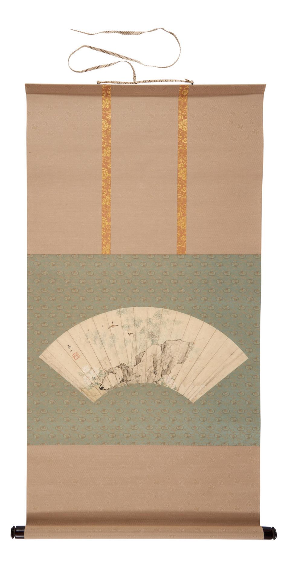 A HANGING SCROLL FAN PAINTING DEPICTING BAMBOO