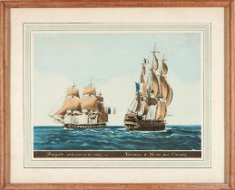 Framed Naval Printpossibly France, 20th century,