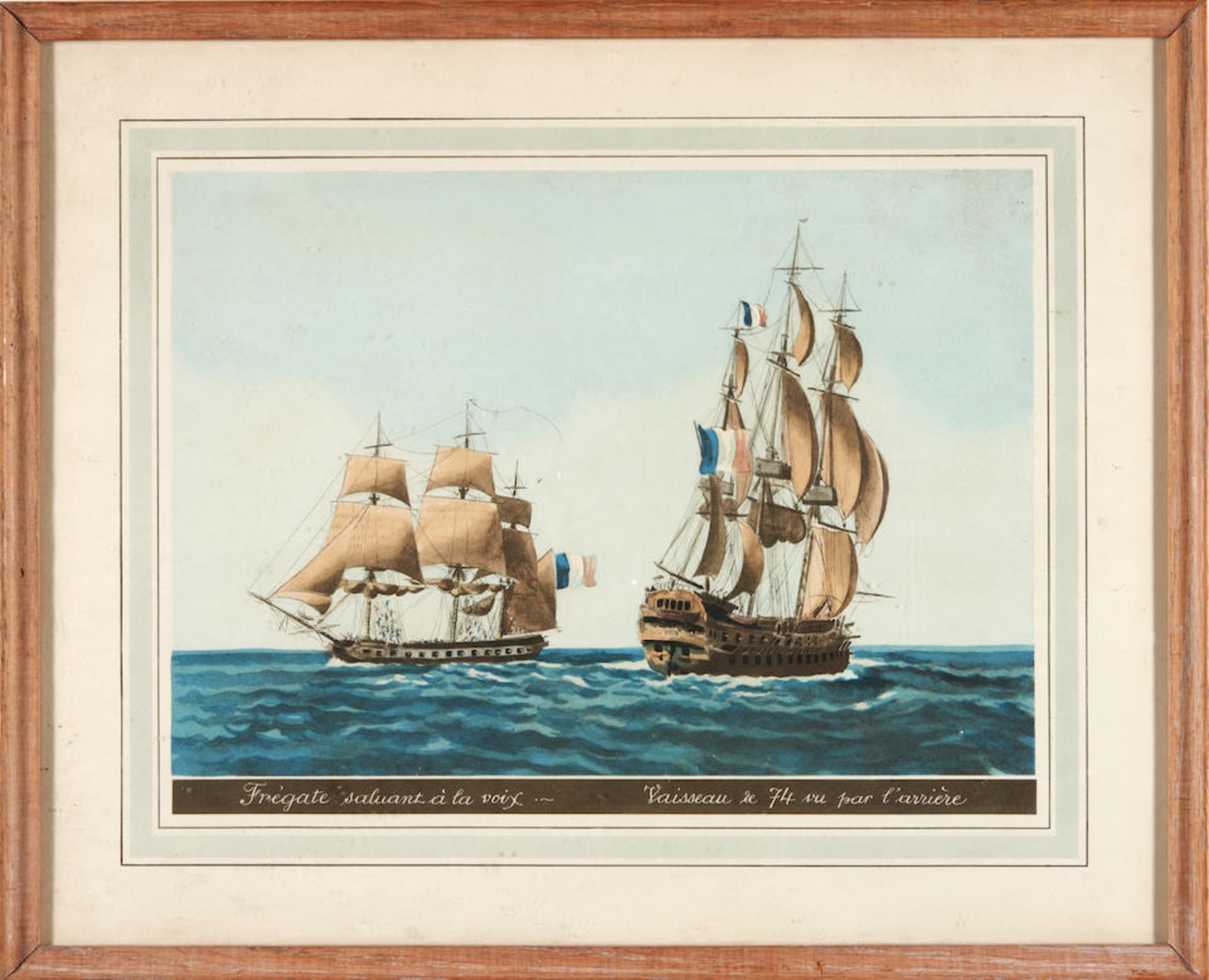 Framed Naval Printpossibly France, 20th century,