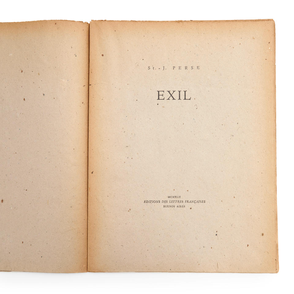 PERSE, SAINT-JOHN [ALEXIS LEGER]. 1887-1975. Two works: Exil and Pluies. Buenos Aires: Editions ... - Image 3 of 3