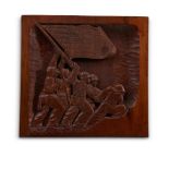 Relief Carving of Iwo Jima, signed A. Bernhauser, United States, 1945.