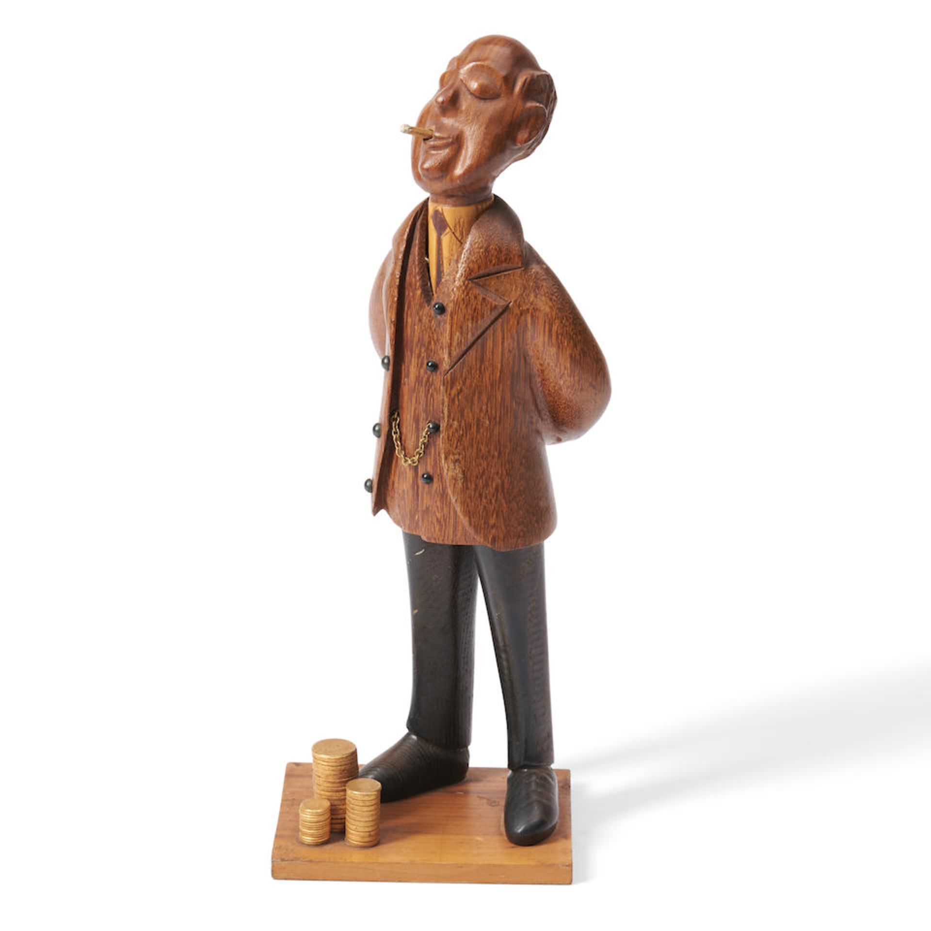 Carved and Assembled Figure of a Banker, Italy, c. 1930.