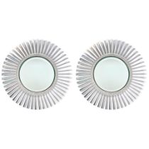 PAIR OF CONTEMPORARY STEEL JET ENGINE TURBINE FAN MIRRORS