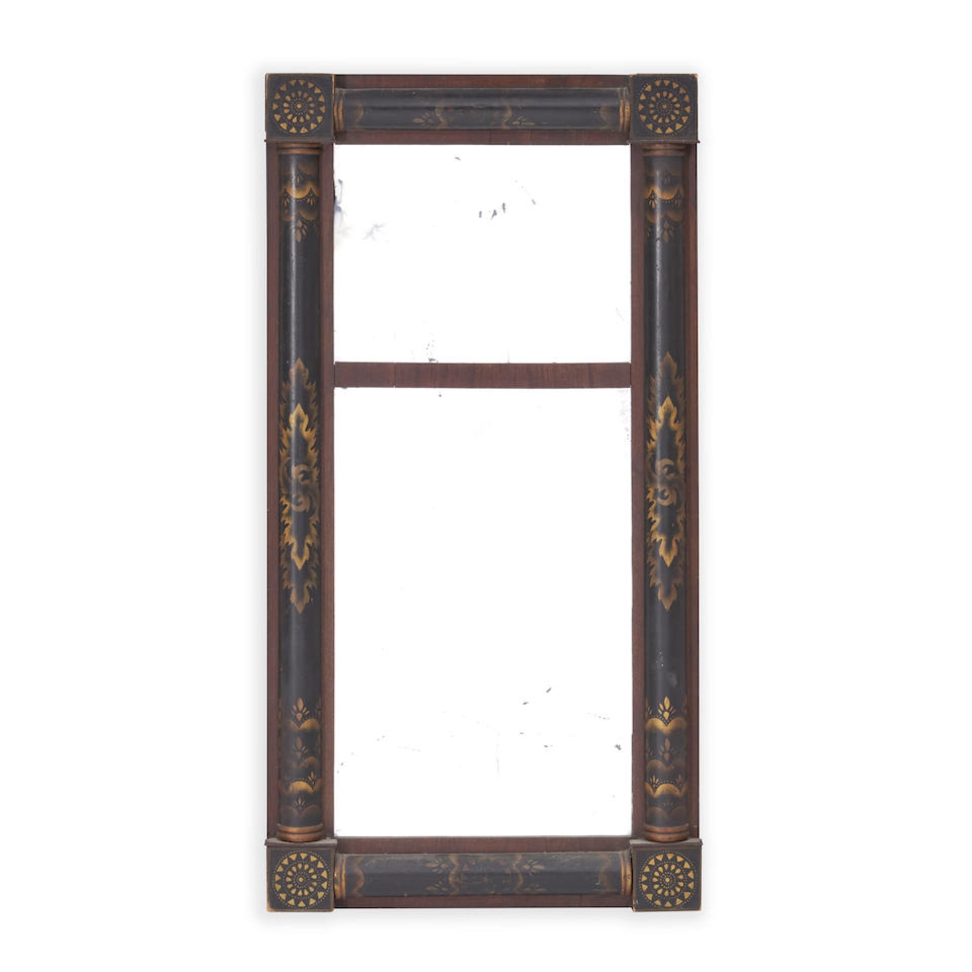 Stencil Decorated Split Baluster Mirror