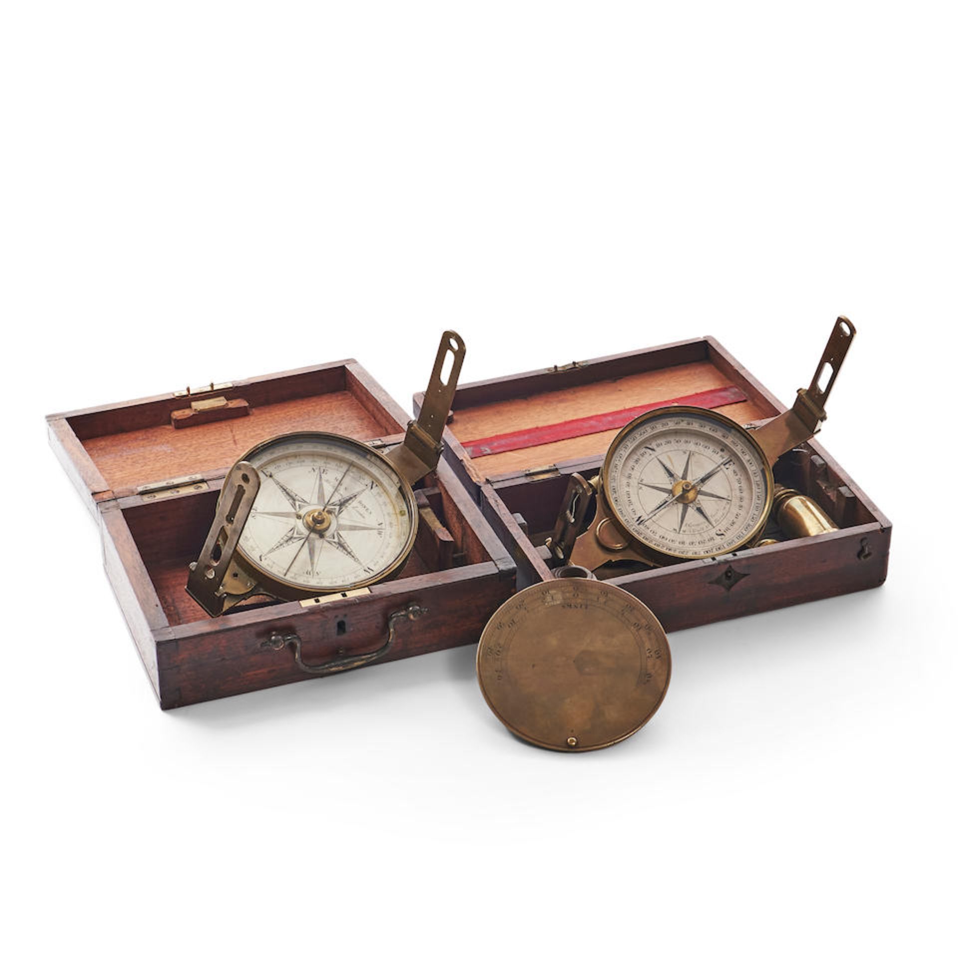Two London Surveyor's Compasses, 19th century,