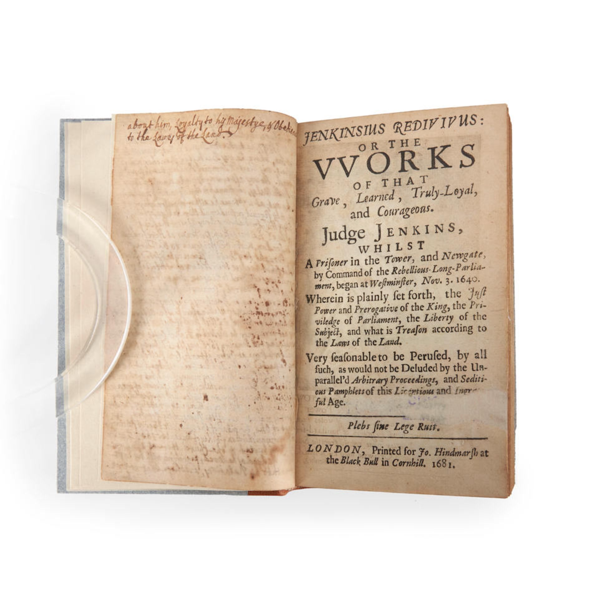 JENKINS, DAVID. 1582-1663. Jenkinsius Redivivus, or the Works of that Grave, Learned, Truly-Loya... - Image 2 of 2