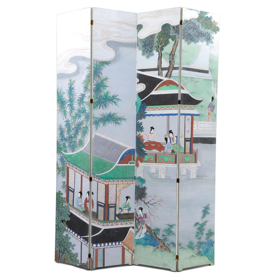 Large Contemporary Chinese Folding Screen 20th century, - Image 2 of 2