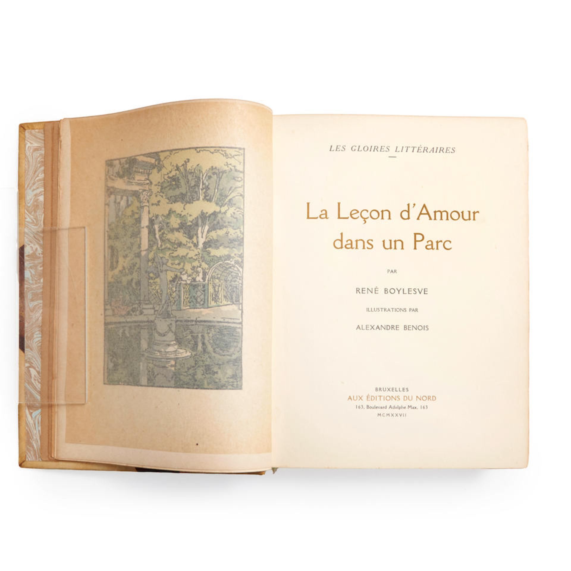 BOYLESVE, RENE. 1867-1926. La Lecon d'Amour Dans Un Parc. Brussels: Editions du Nord, 1927. - Image 3 of 5