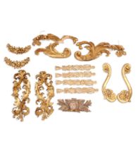 Thirteen Carved Giltwood Ornaments