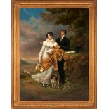 HENRI FRANÇOIS RIESENER (French, 1767-1828) A Portrait of an Elegant Man and Woman with a D...