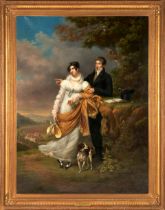 HENRI FRANÇOIS RIESENER (French, 1767-1828) A Portrait of an Elegant Man and Woman with a D...
