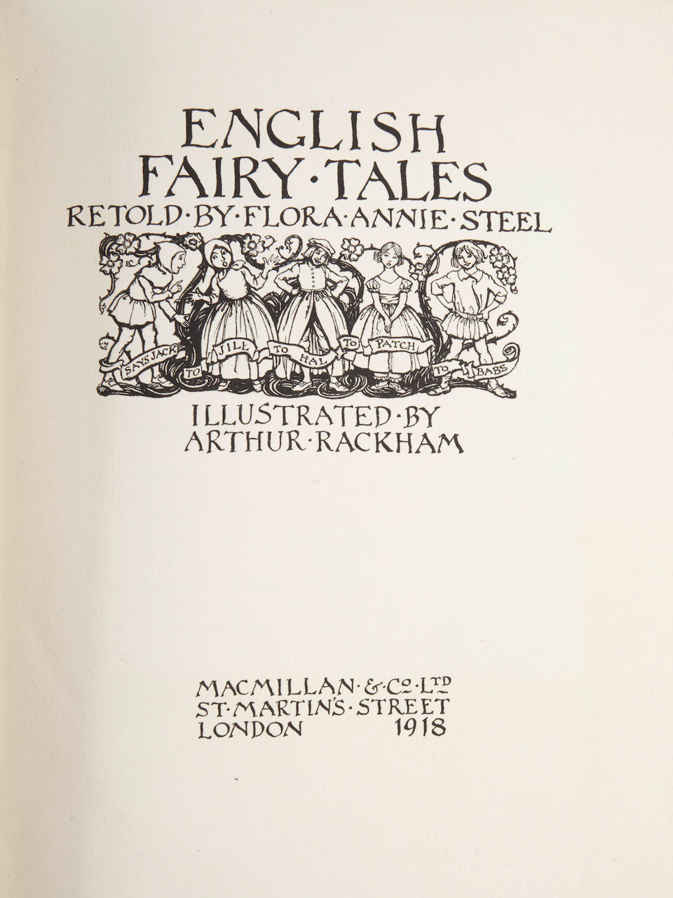 RACKHAM, ARTHUR. 1867-1939. STEEL, FLORA ANNIE. 1847-1929. English Fairy Tales. London: Macmilla... - Image 3 of 4