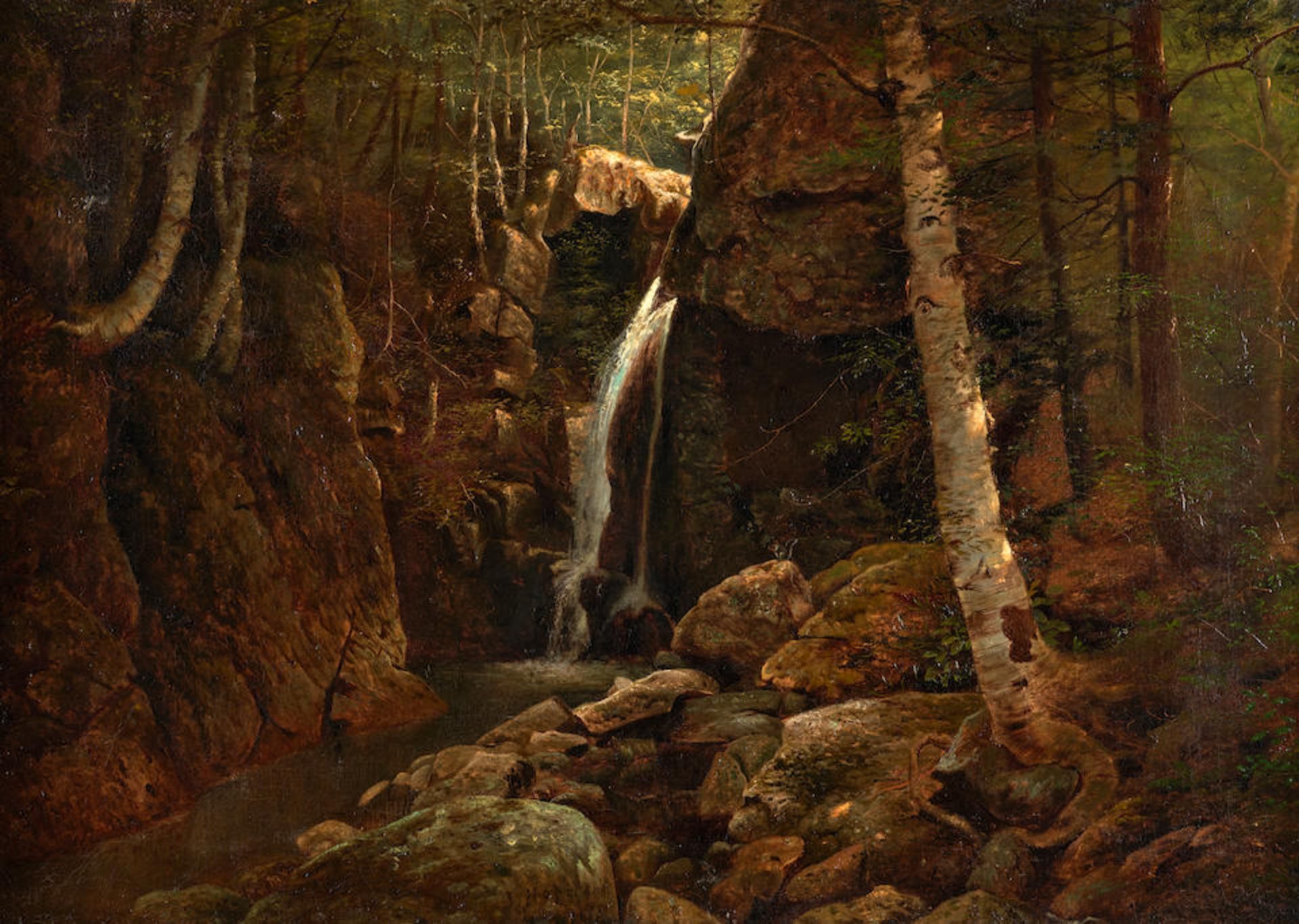 JAMES HOPE (American, 1818-1892) Major Rogers Bath in the White Mountains, New Hampshire framed ... - Image 4 of 4