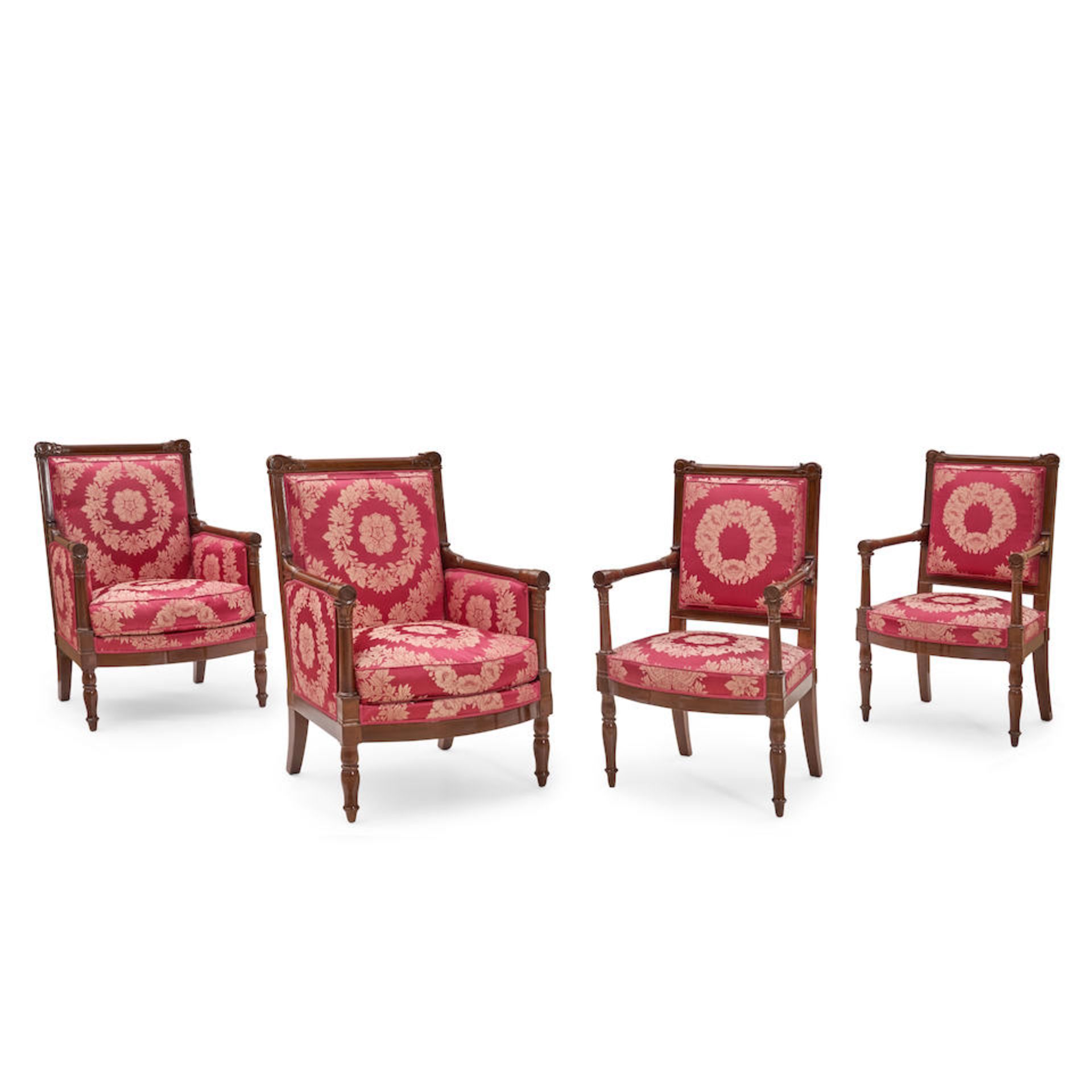 Suite of Four Louis-Philippe Upholstered Mahogany Armchairs, Jacob-Desmalter (1803-13), Paris, F...