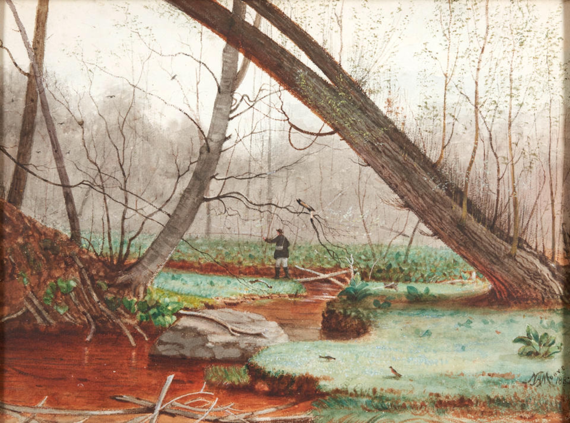 NELSON AUGUSTUS MOORE (American, 1824-1902) Early Spring, Kensington framed 49.5 x 61.5 x 6.0 cm... - Bild 3 aus 5