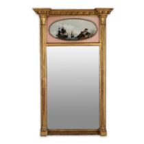 Federal Giltwood Mirror with Reverse-painted Transom, Paul Cermenati and G. Monfrino, Boston, Ma...