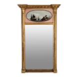 Federal Giltwood Mirror with Reverse-painted Transom, Paul Cermenati and G. Monfrino, Boston, Ma...