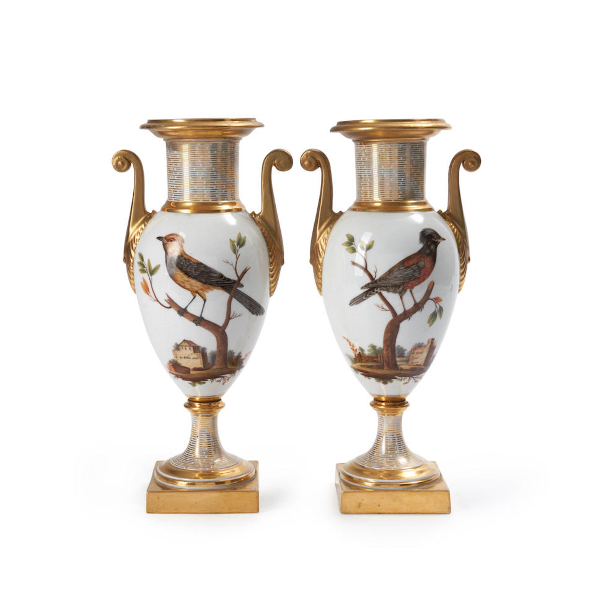 Pair of Paris Porcelain Urns, France, circa 1810.