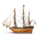 Assembled Scale Model of H.M.S. Unicorn, Historic Marine, Mauritius, c. 1995.