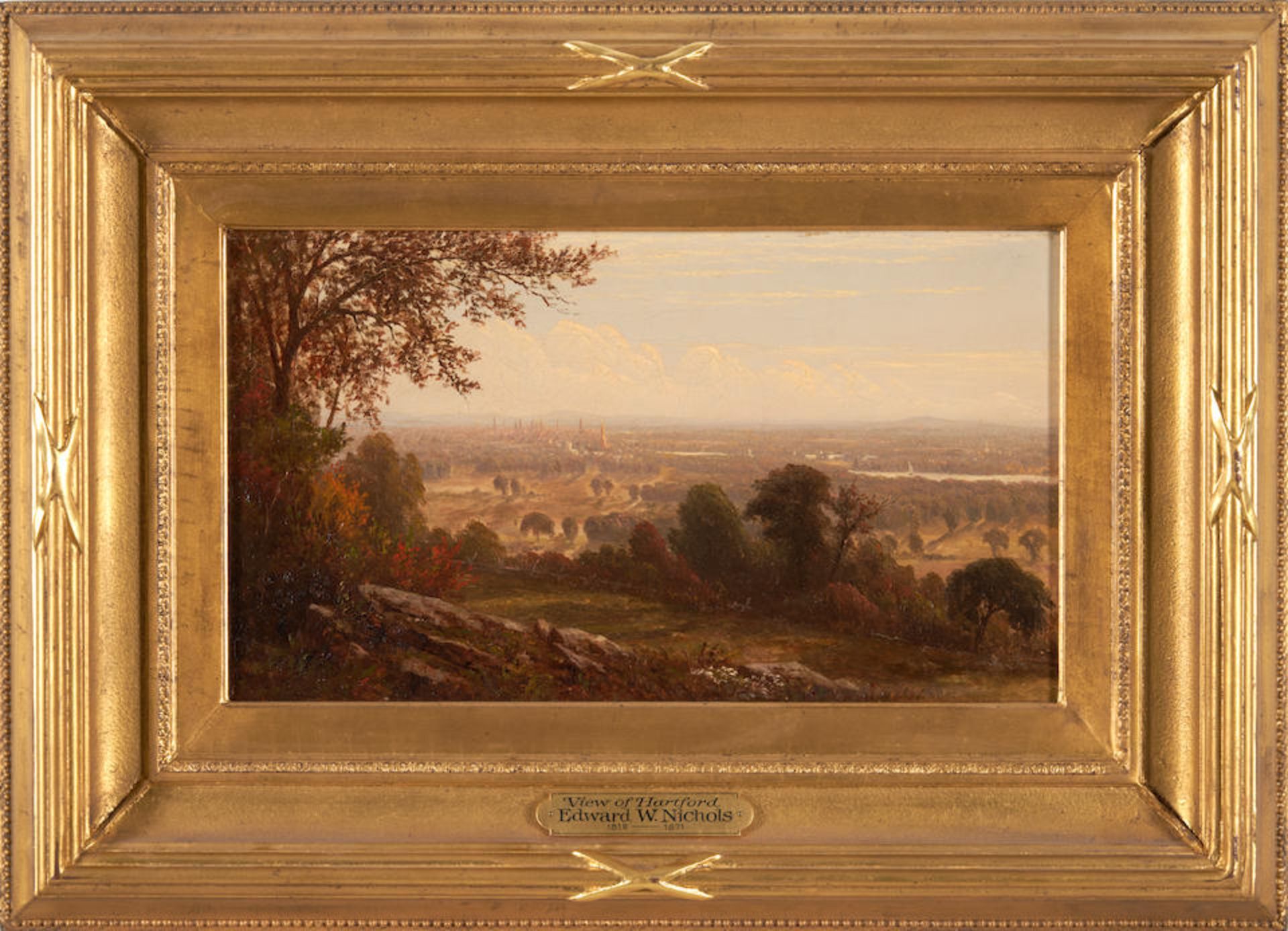 EDWARD W. NICHOLS (American, 1819-1871) View of Hartford 20.5 x 35.8 cm (8 1/16 x 14 1/8 in). fr...