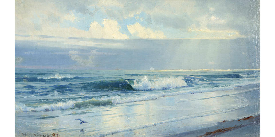 WILLIAM TROST RICHARDS (American, 1833-1905) Seascape (framed 42.0 x 59.1 x 7.0 cm (16 1/2 x 23 ... - Image 2 of 6