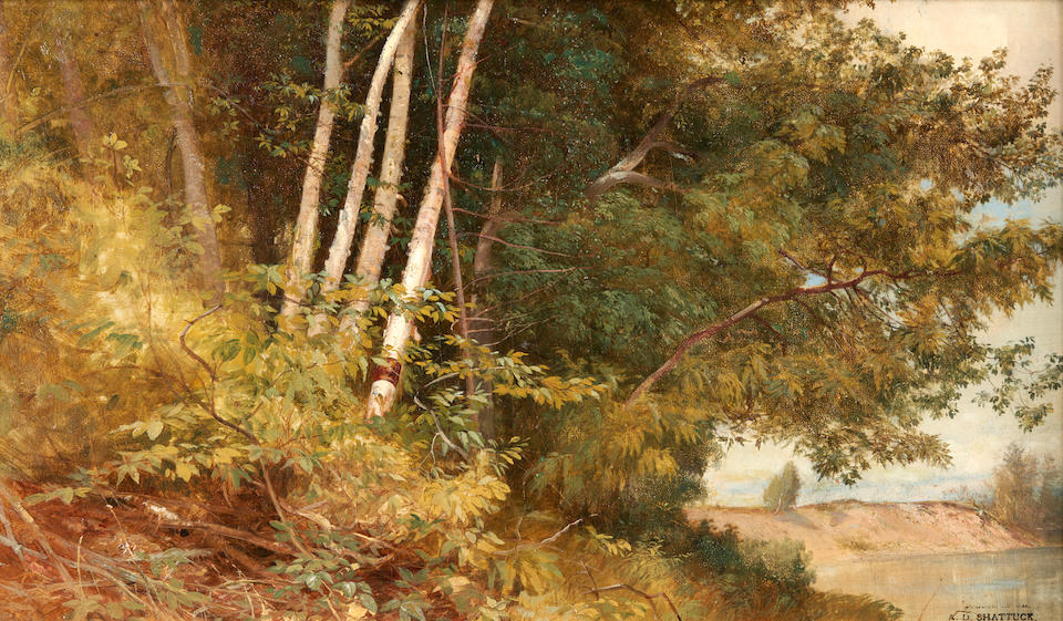AARON DRAPER SHATTUCK (American, 1832-1928) Summer Foliage, Farmington River framed 49.0 x 69.5 ... - Image 2 of 4
