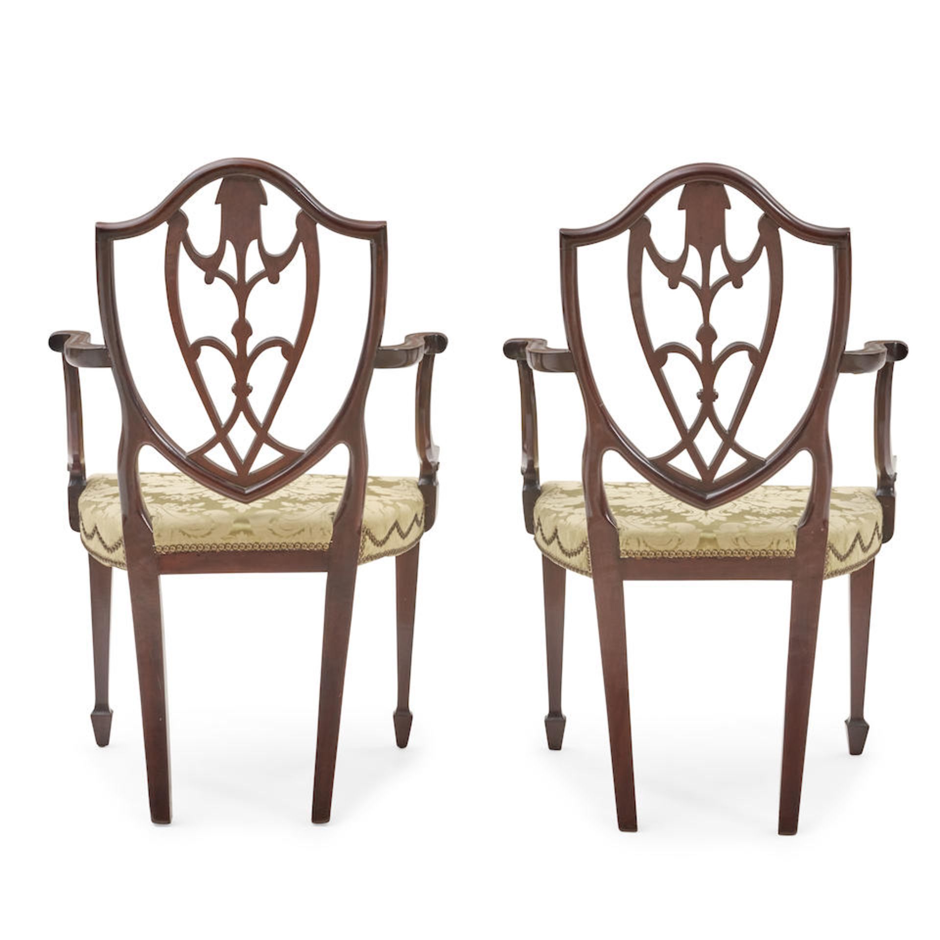 Pair of Federal Mahogany Shield-back Armchairs, probably New York, New York, c. 1790. - Image 3 of 3