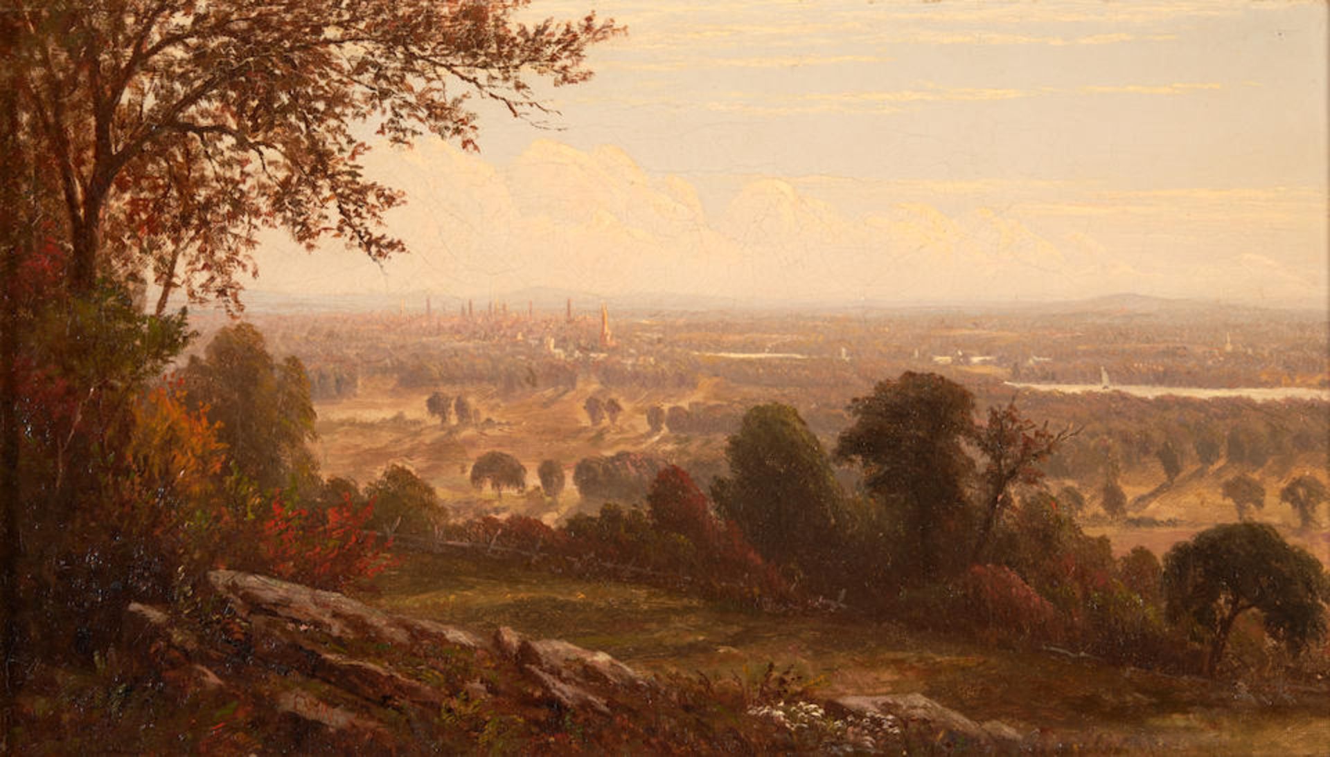 EDWARD W. NICHOLS (American, 1819-1871) View of Hartford 20.5 x 35.8 cm (8 1/16 x 14 1/8 in). fr... - Bild 2 aus 3