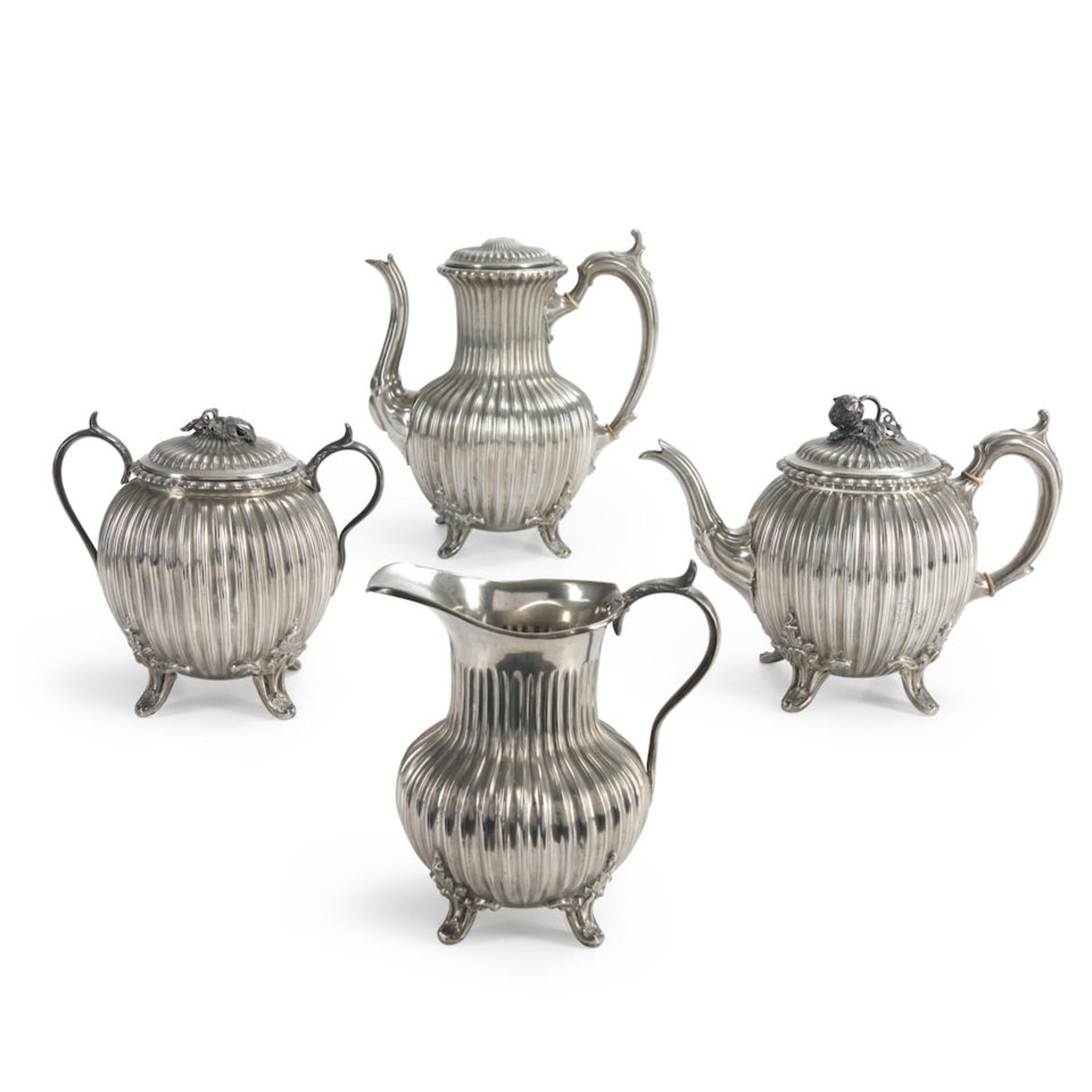Four Britannia Tea Service Items, Shaw & Fisher (1830-94), Sheffield, England, c. 1890.