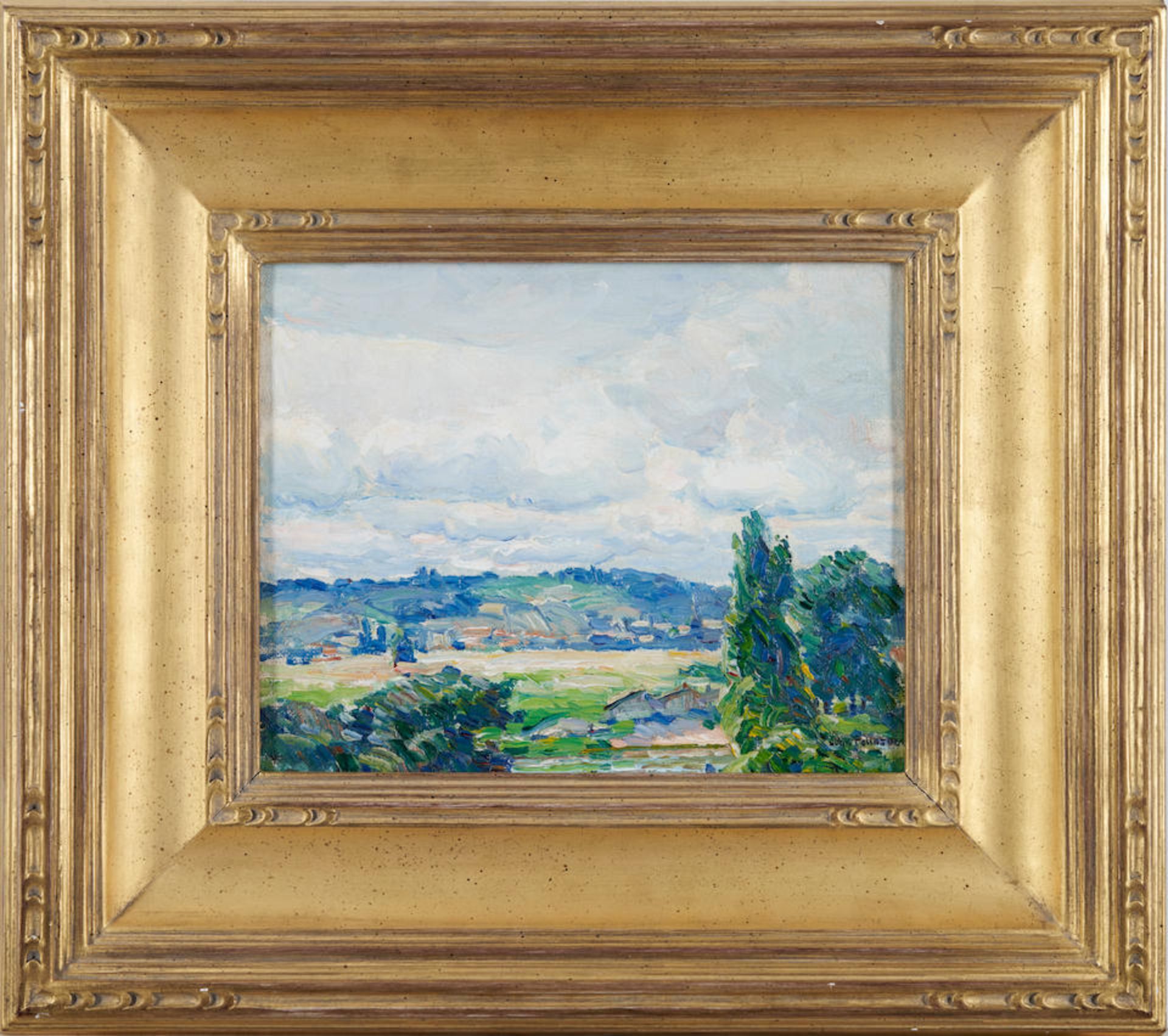 JOHN FULTON FOLINSBEE (American, 1892-1972) Cher Valley, Bourré framed 39.5 x 44.5 x 5.0 cm...