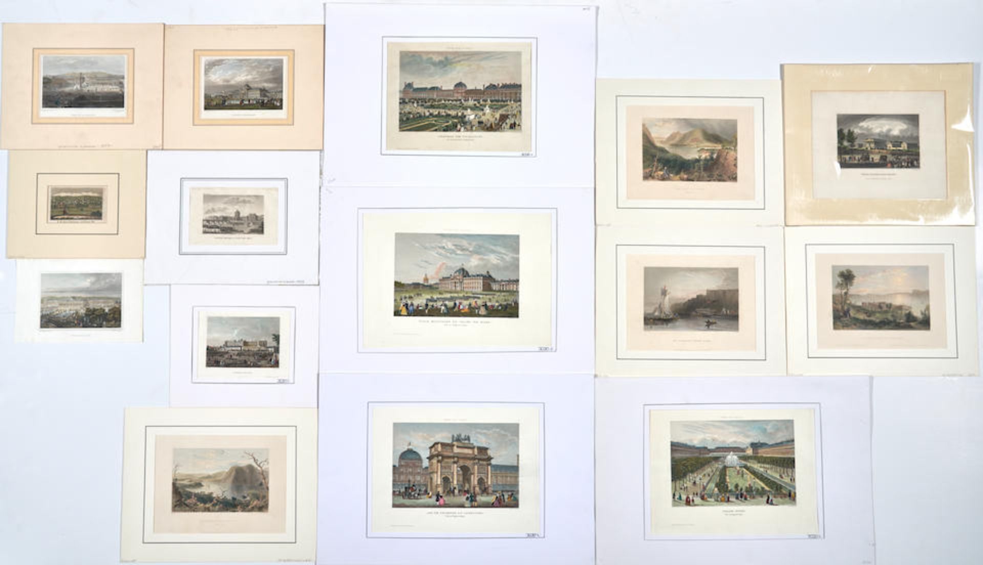 Various 19th-Century Artists, Engravers, and Publishers A Group of 15 Hand-Colored Etchings of P...