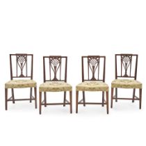 Set of Four Federal Mahogany Upholstered Side Chairs, Philadelphia, Pennsylvania, c. 1810.