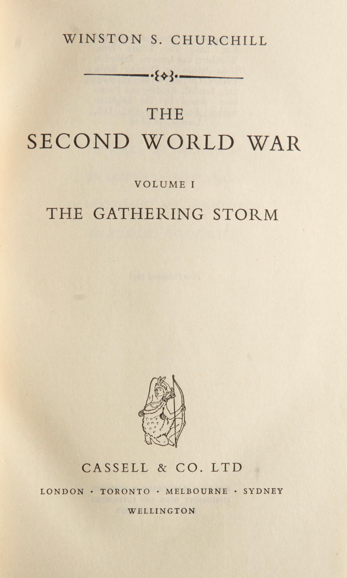 CHURCHILL, WINSTON. 1874-1965. The Second World War. London: Cassell & Co., 1948-1954. - Image 2 of 2