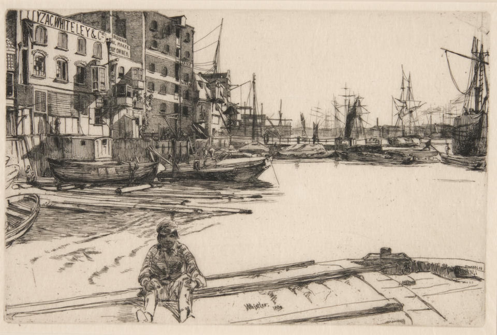 JAMES ABBOTT MCNEILL WHISTLER (American, 1834-1903) Eagle Wharf plate size 13.7 x 21.3 cm (5 3/8...