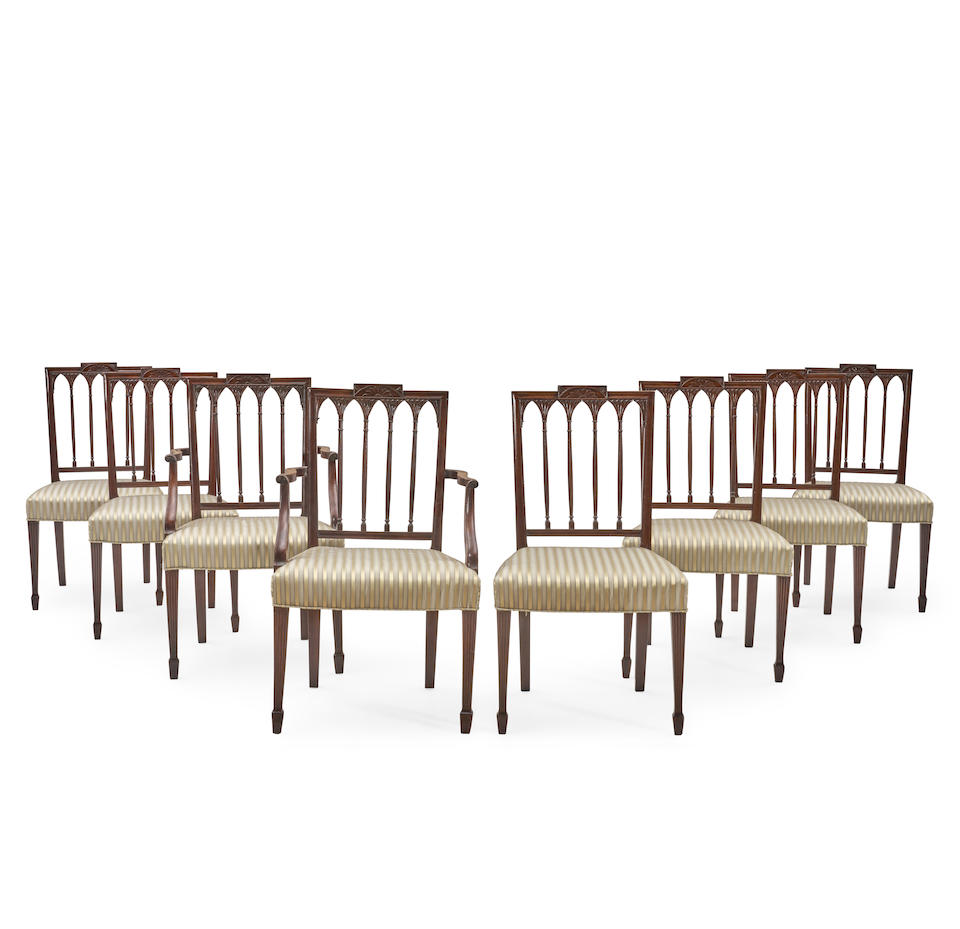 Set of Eight Federal-style Mahogany Dining Chairs, New York, New York, second half of the 19th c...