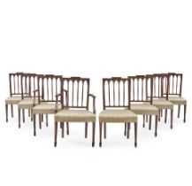 Set of Eight Federal-style Mahogany Dining Chairs, New York, New York, second half of the 19th c...