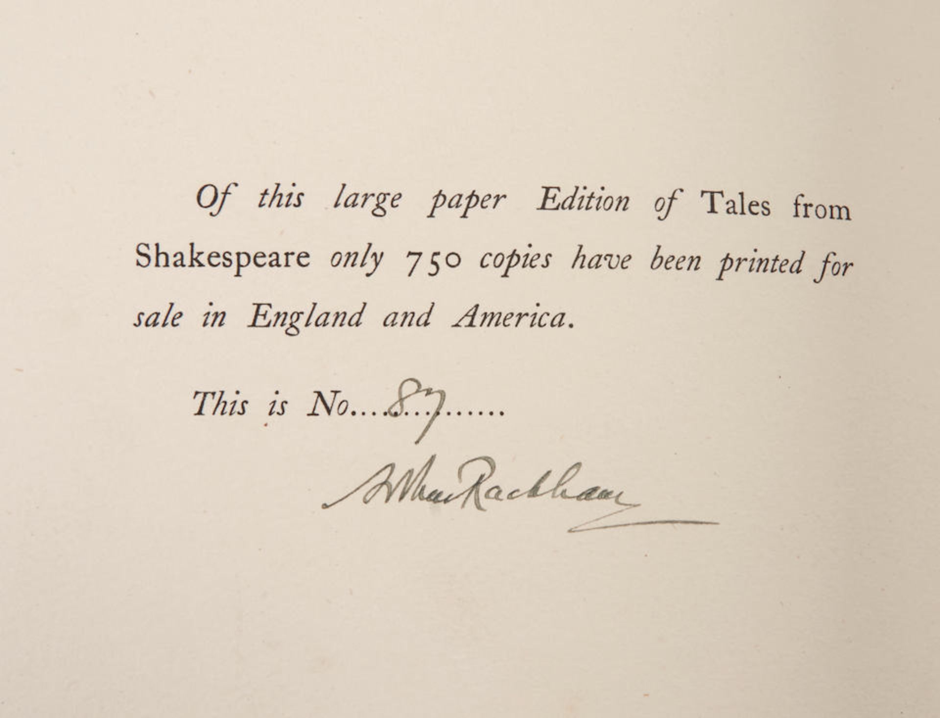 RACKHAM, ARTHUR. 1867-1939. LAMB, CHARLES. 1775-1834. AND MARY. 1764-1847. Tales from Shakespear... - Bild 2 aus 4