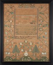 Silk on Linen Needlepoint Sampler, Betsey (Gould) Killam (1793-1827), Boxford, Massachusetts, 1804.